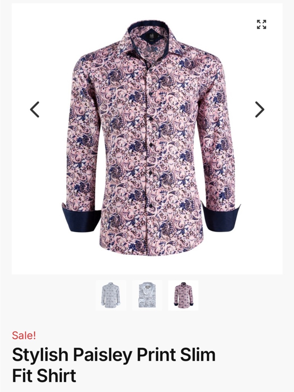 Men’s paisley slim fit button up elite balleh sz m 15 15 1/2